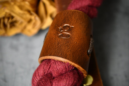Handcrafted Burgundy Lead with Chestnut Leather.