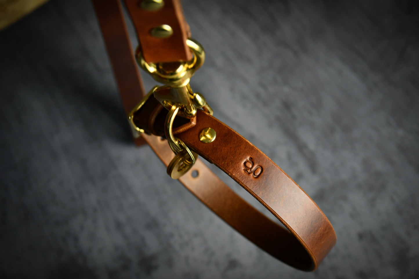 Handcrafted Chestnut Leather Lead and Personalised Collar Set.
