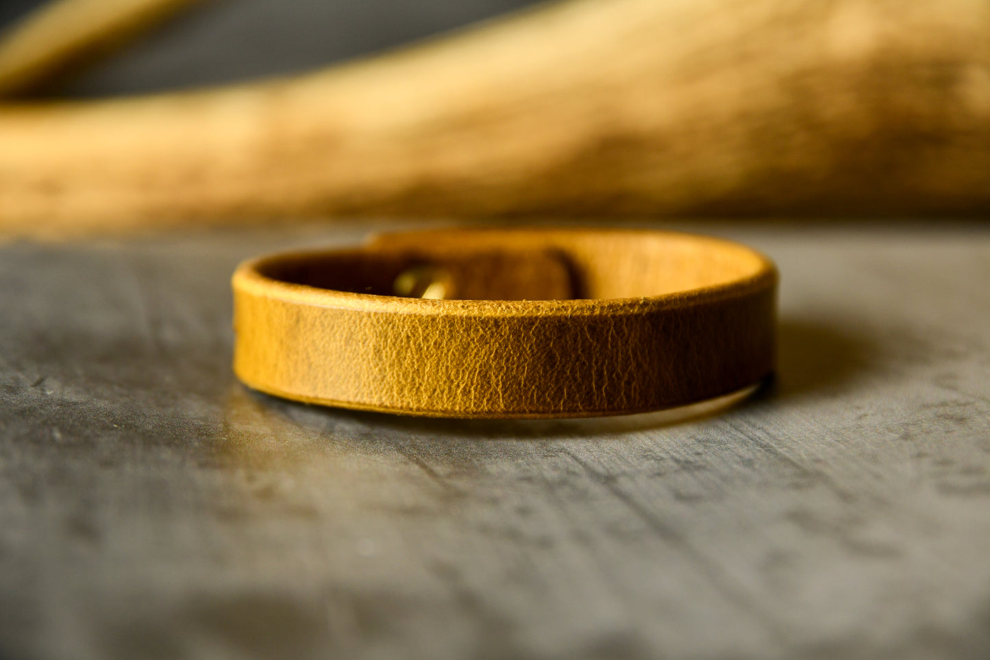 Handcrafted Unisex Leather Bracelet in Leaf Green. For those willing to proudly match their hound's Gentry attire.