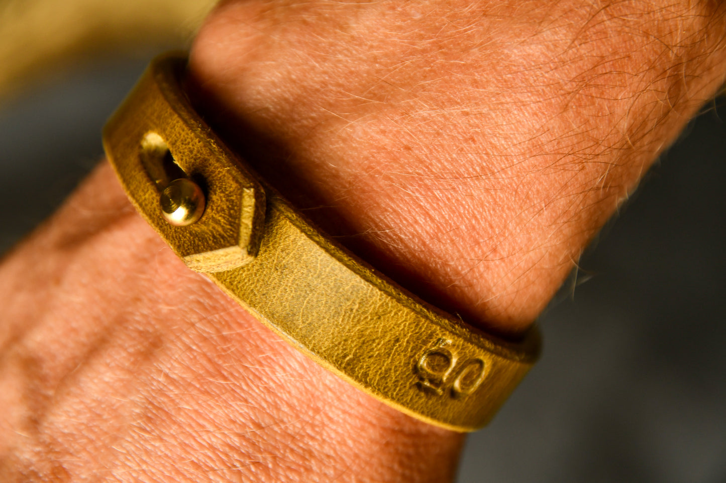 Handcrafted Unisex Leather Bracelet in Leaf Green. For those willing to proudly match their hound's Gentry attire.