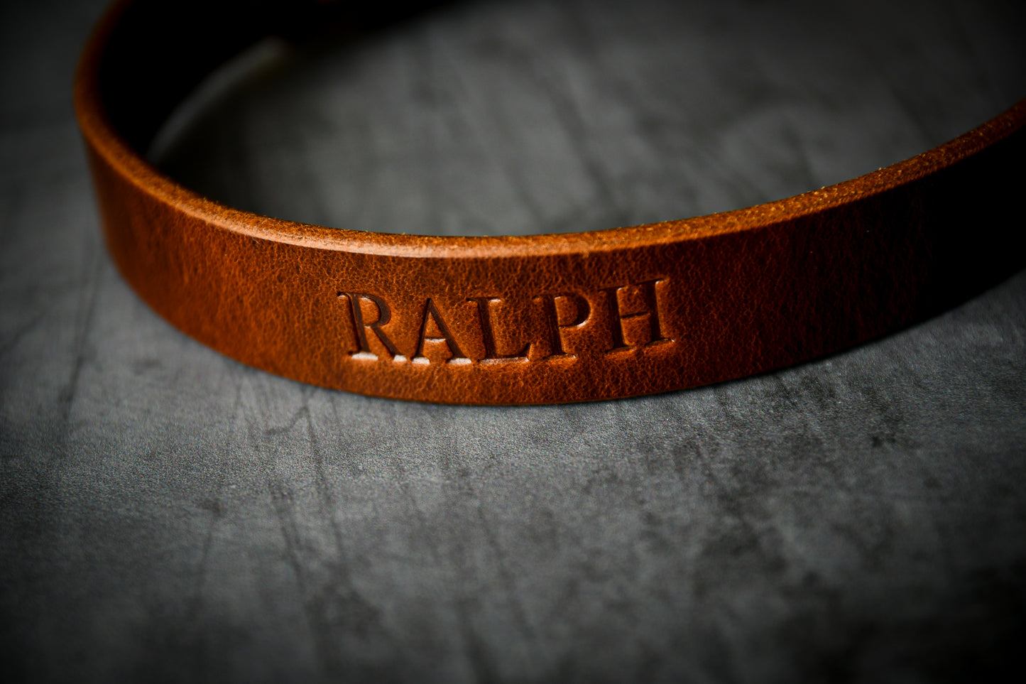Handcrafted Burgundy Lead and Personalised Collar Set with Chestnut Leather.