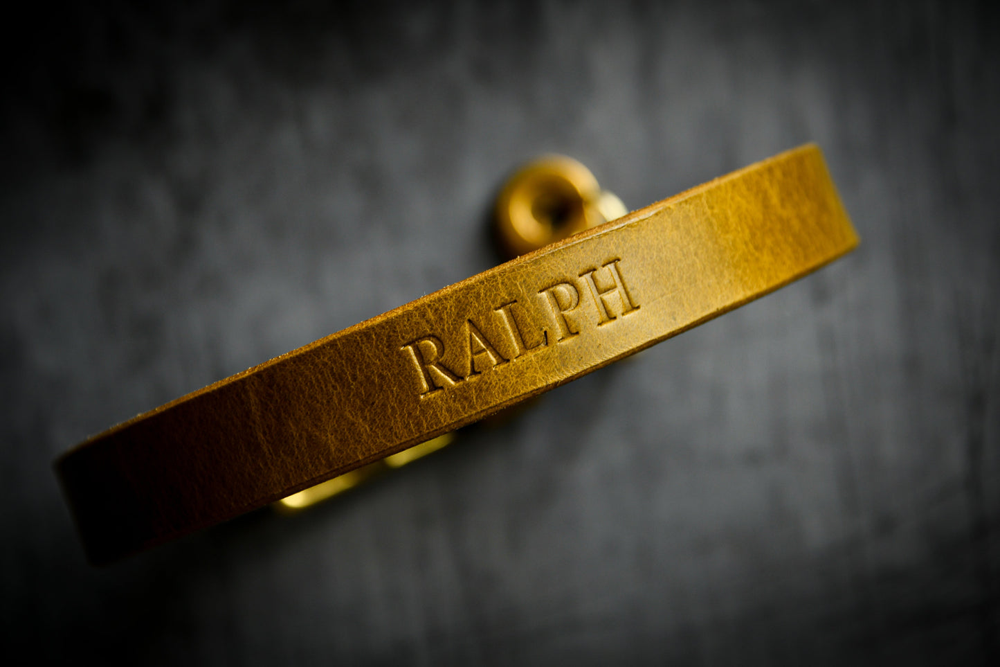 Handcrafted Personalised Leaf Green Leather Collar.