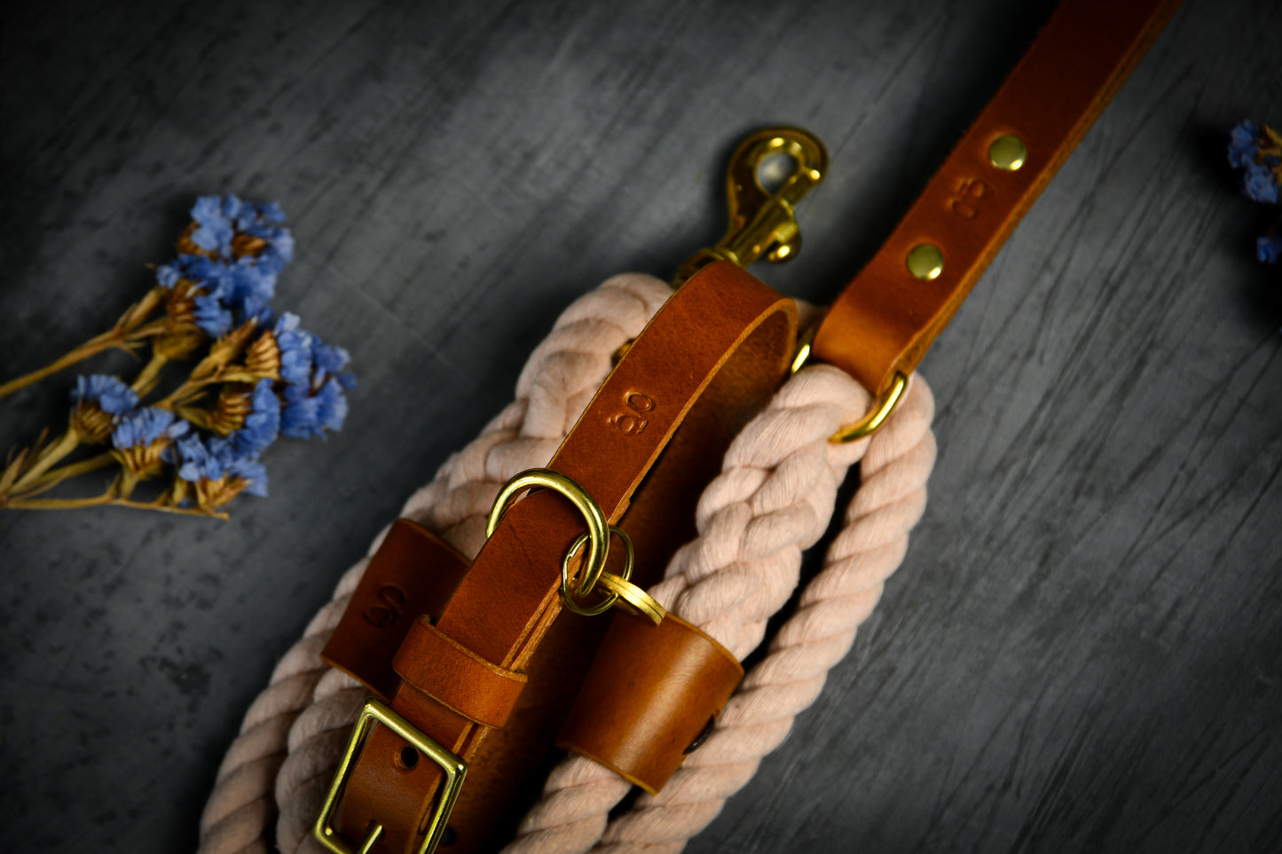Handcrafted Pastel Pink Lead and Personalised Collar Set with Tan Leather