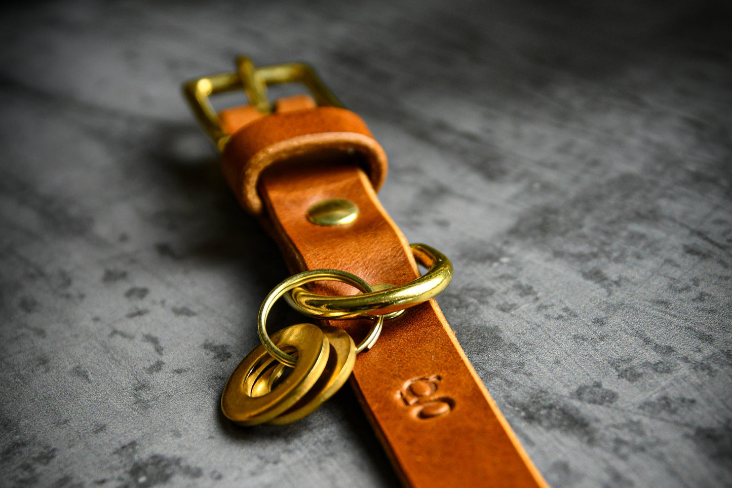 Handcrafted Light Tan Leather Lead and Personalised Collar Set