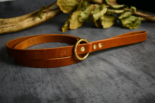 Handcrafted Light Tan Leather Lead