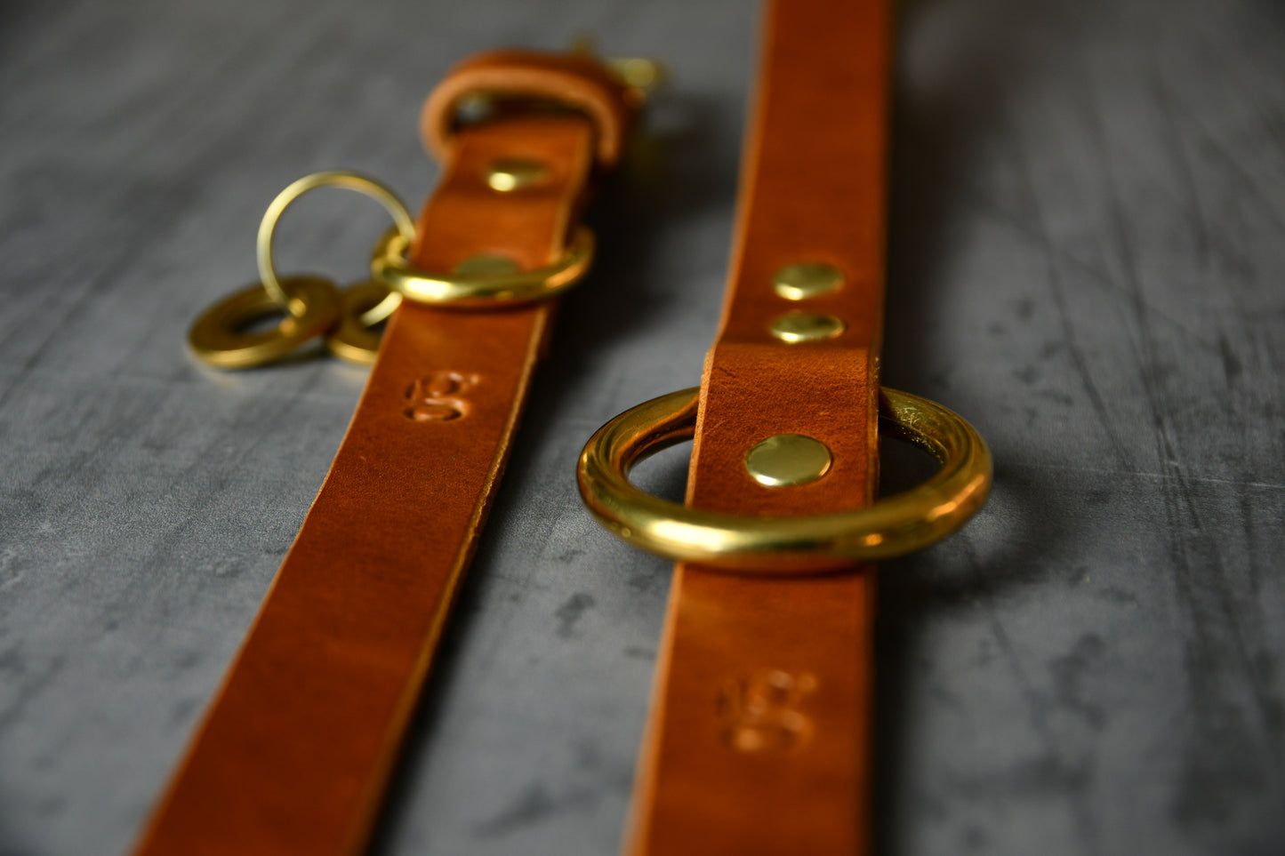 Handcrafted Light Tan Leather Lead and Personalised Collar Set