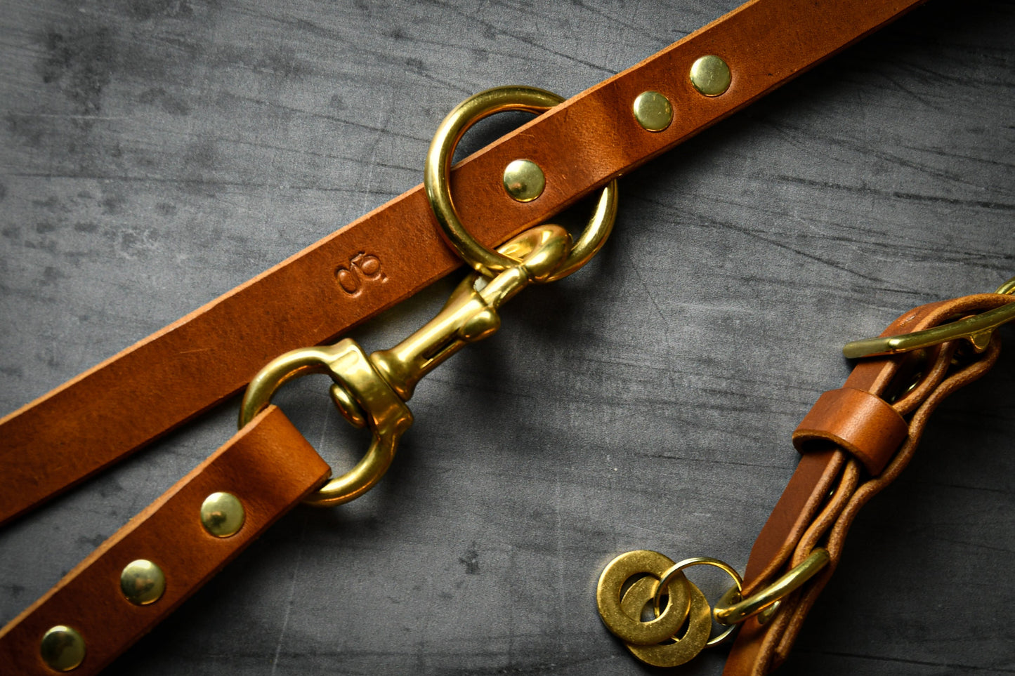 Handcrafted Light Tan Leather Lead and Personalised Collar Set