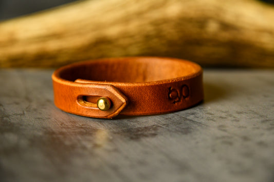 Handcrafted Unisex Leather Bracelet in Light Tan. For those willing to proudly match their hound's Gentry attire.