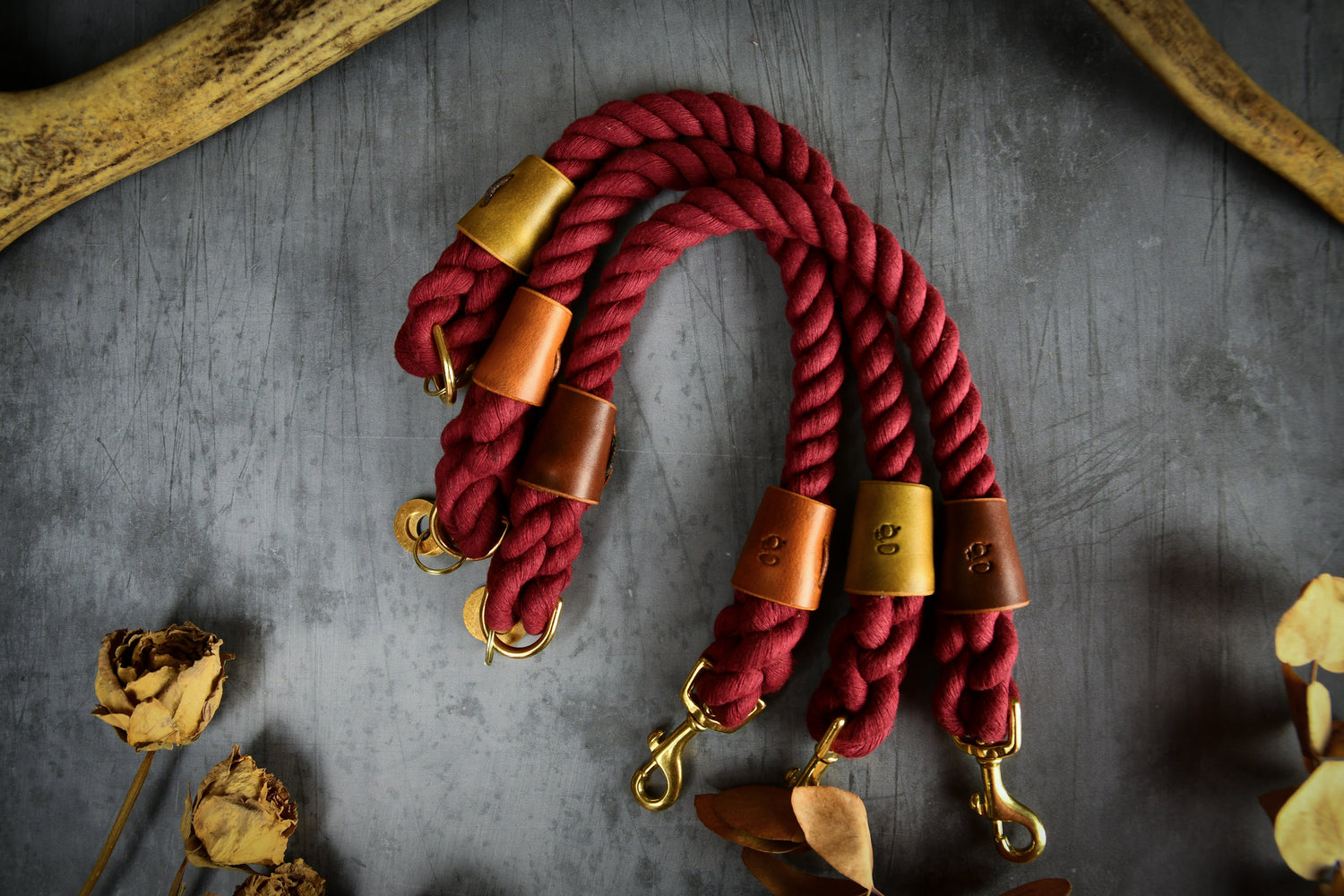 Handmade Pastel Pink Rope Dog Collar. Plastic free, 100% cotton soft touch rope with tan full-grain leather sleeves.