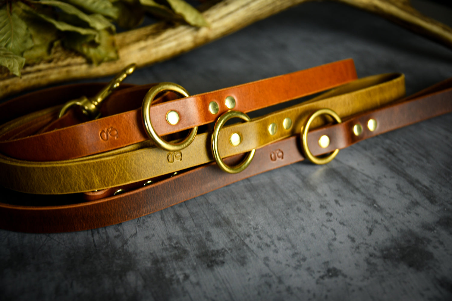 Handcrafted Light Tan Full-Grain Leather Lead