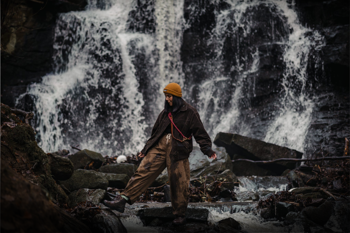 Hands-free Leather and Rope Dog Lead in Olive and Chestnut