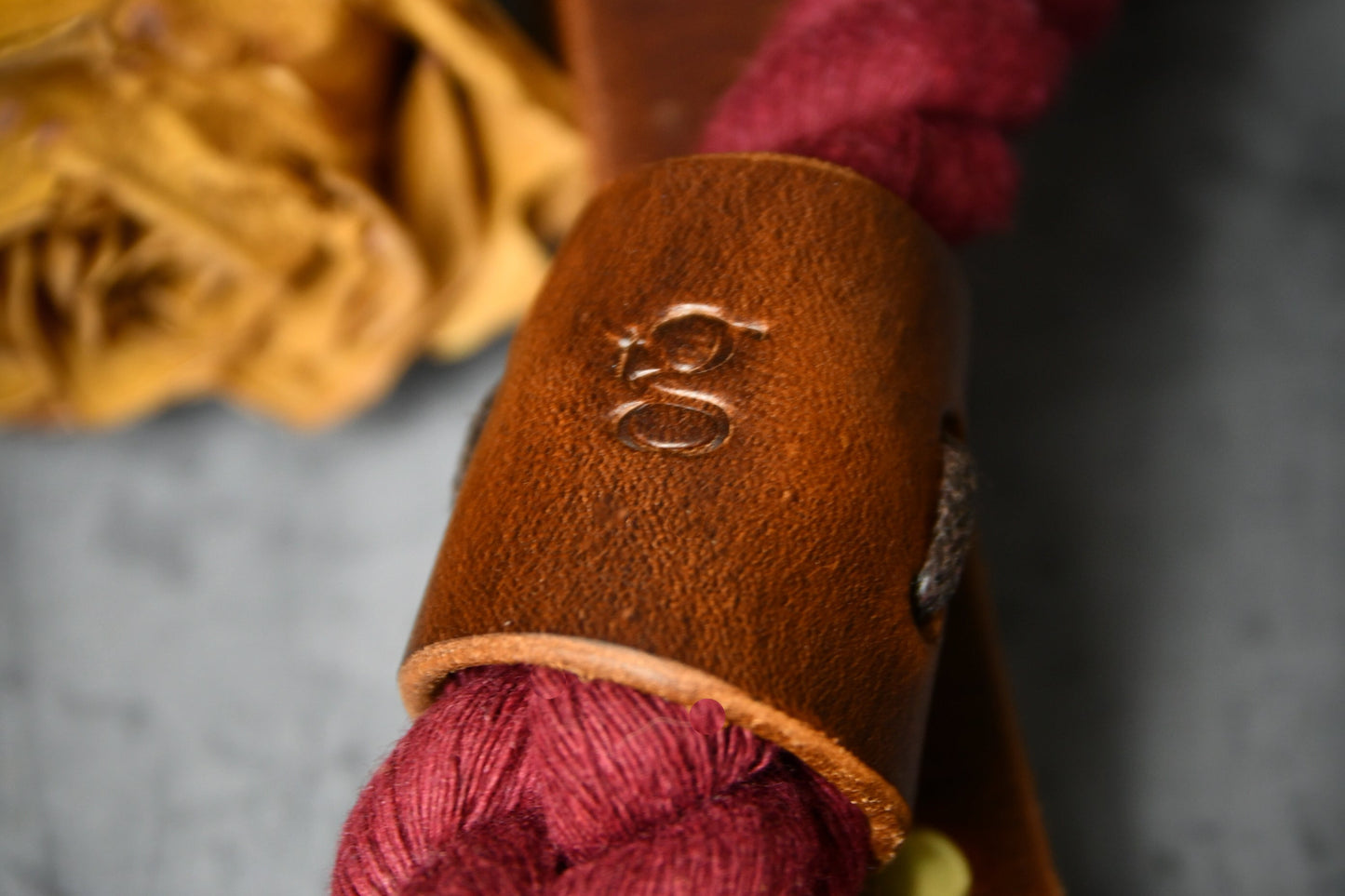Handcrafted Burgundy Lead and Personalised Collar Set with Chestnut Leather.