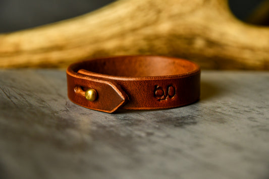 Handcrafted Unisex Leather Bracelet in Chestnuut. For those willing to proudly match their hound's Gentry attire.