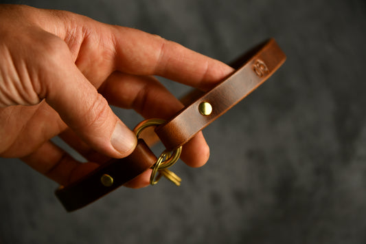 Custom Fit Leather Dog ID Collar in Chestnut
