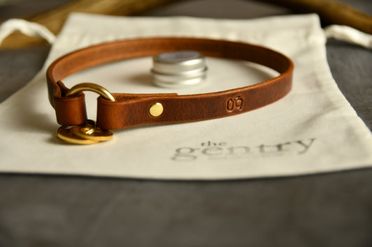 Custom Fit Leather Dog ID Collar in Chestnut