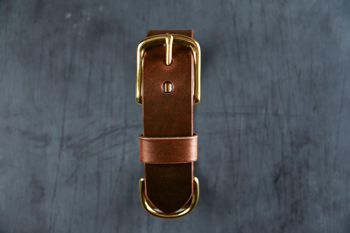 The Gentry's Wide Cut Leather Collar in Chestnut.